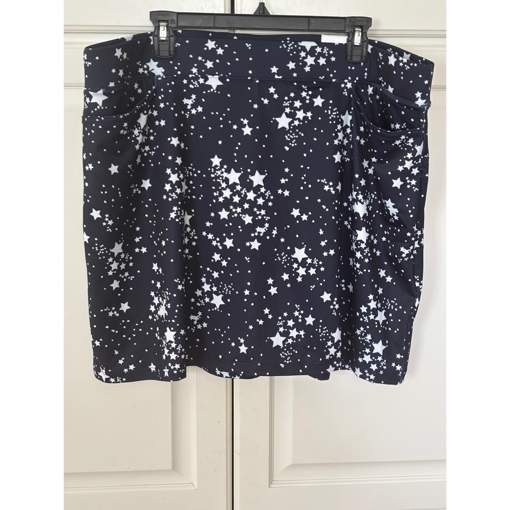 Chicos Zenergy Star Print Skort Navy Blue White UPF Activewear Size XLXL